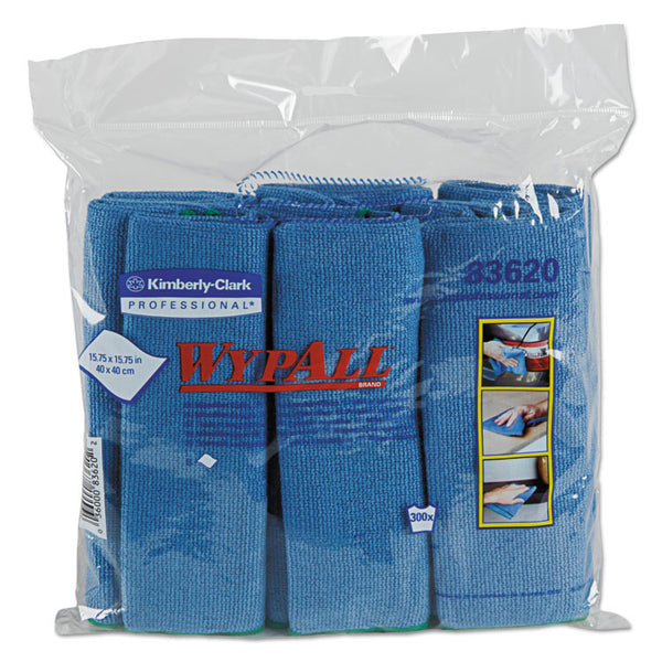 WypAll® Microfiber Cloths, Reusable, 15.75 x 15.75, Blue, 24/Carton (KCC83620CT)