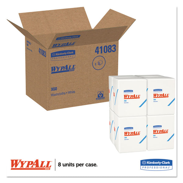 WypAll® General Clean X60 Cloths, 1/4 Fold, 12.5 x 10, White, 70/Pack, 8 Packs/Carton (KCC41083)