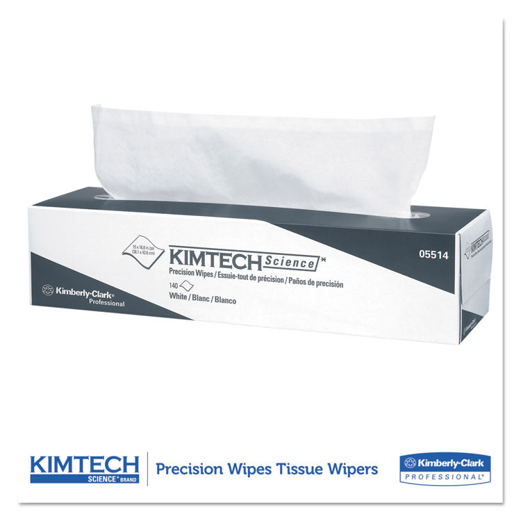 Kimtech™ Precision Wipers, POP-UP Box, 2-Ply, 14.7 x 16.6, Unscented, White, 92/Box, 15 Boxes/Carton (KCC05517)