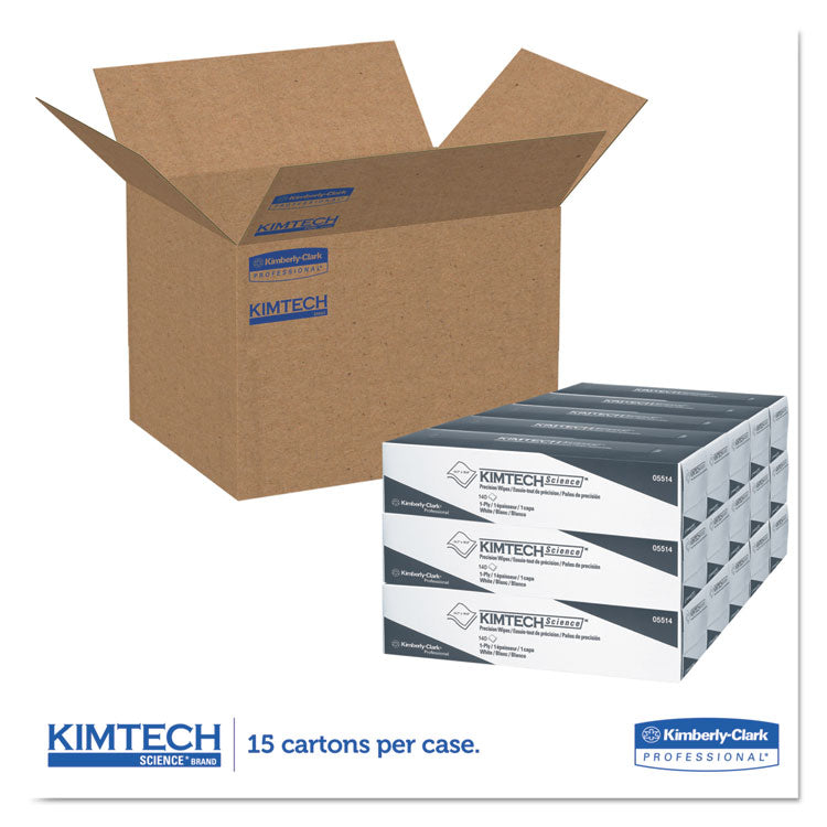 Kimtech™ Precision Wiper, POP-UP Box, 1-Ply, 14.7 x 16.6, Unscented, White, 144/Box, 15 Boxes/Carton (KCC05514CT)