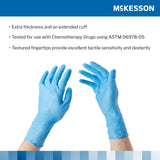 McKesson Confiderm® 6.5CX Exam Glove X-Large NonSterile Nitrile Extended Cuff Length Textured Fingertips Blue Chemo Tested (921609_BX) 100/BX