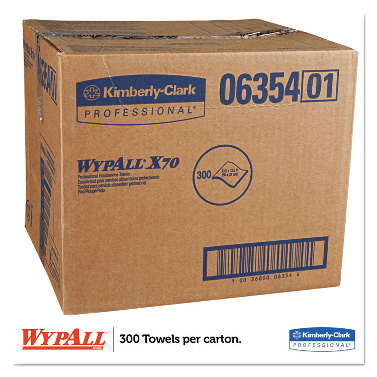 WypAll® X70 Wipers, 1-Ply, 12.5 x 23.2, Red, 300/Carton (KCC06354)