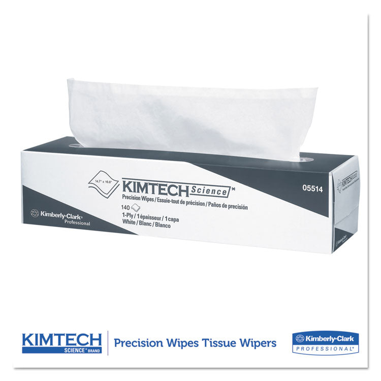 Kimtech™ Precision Wiper, POP-UP Box, 1-Ply, 14.7 x 16.6, Unscented, White, 144/Box, 15 Boxes/Carton (KCC05514CT)