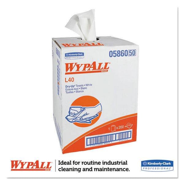 WypAll® L40 Towels, Dry Up Towels, 19.5 x 42, White, 200 Towels/Roll (KCC05860)