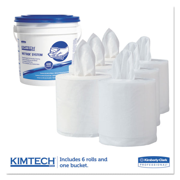 WypAll® Critical Clean Wipers for Bleach, Disinfectants, Sanitizers WetTask Customizable Wet Wiping System, w/Bucket,140/Roll, 6/CT (KCC06411)