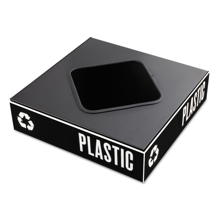 Safco® Public Square Recycling Container Lid, Square Opening, 15.25w x 15.25d x 2h, Black (SAF2989BL)