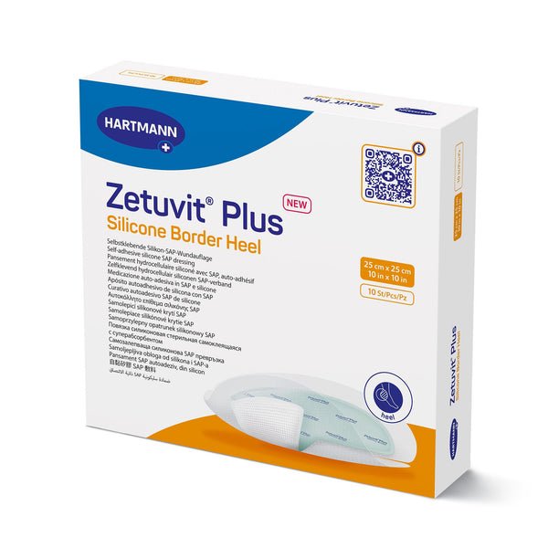 Zetuvit® Plus Silicone Border Super Absorbent Dressing Silicone Adhesive 10 X 10 Inch Heel (1235835_EA) 1/EA