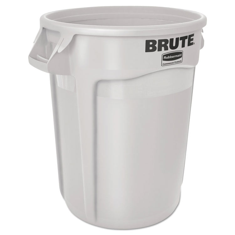 Rubbermaid® Commercial Vented Round Brute Container, 10 gal, Plastic, White (RCP2610WHI)