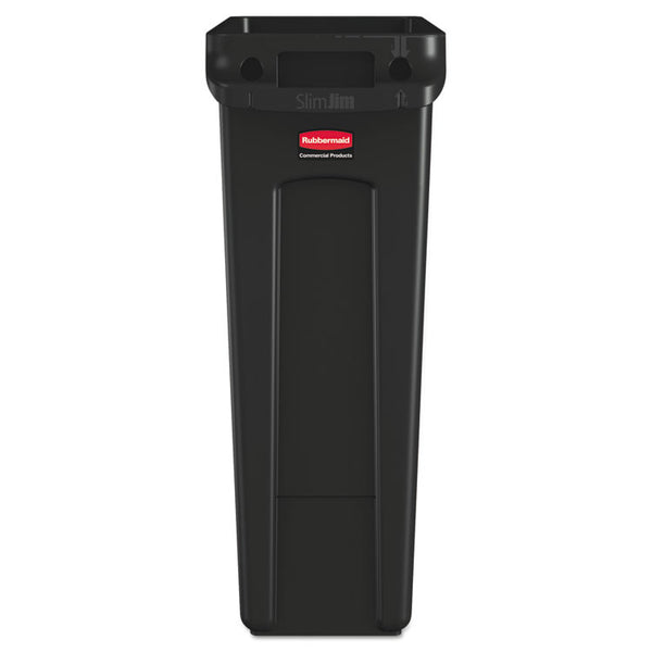 Rubbermaid® Commercial Slim Jim with Venting Channels, 23 gal, Plastic, Black (RCP354060BK)