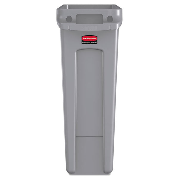 Rubbermaid® Commercial Slim Jim with Venting Channels, 23 gal, Plastic, Gray (RCP354060GY) Each