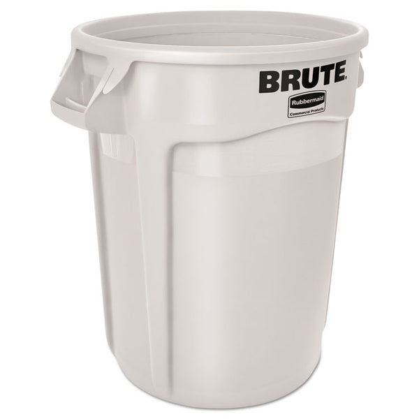 Rubbermaid® Commercial Vented Round Brute Container, 20 gal, Plastic, White (RCP2620WHI)