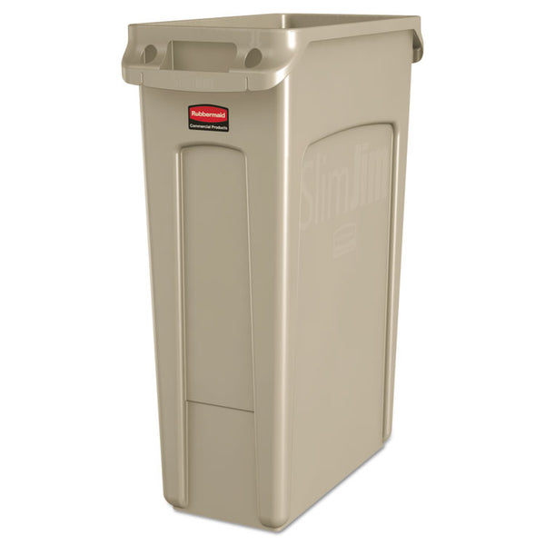 Rubbermaid® Commercial Slim Jim with Venting Channels, 23 gal, Plastic, Beige (RCP354060BG)