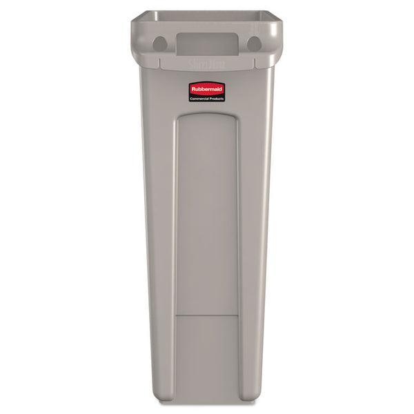 Rubbermaid® Commercial Slim Jim with Venting Channels, 23 gal, Plastic, Beige (RCP354060BG)