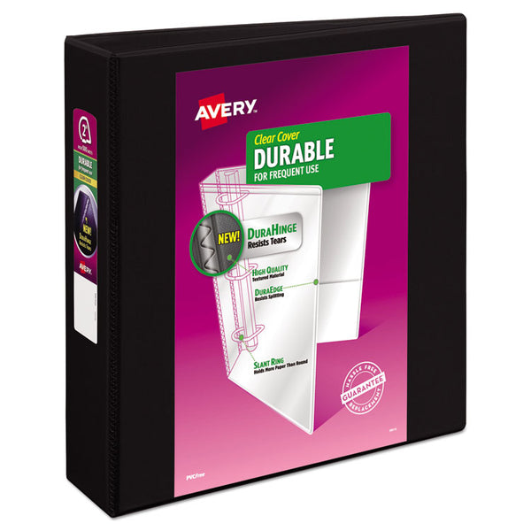 Avery® Durable View Binder with DuraHinge and Slant Rings, 3 Rings, 2" Capacity, 11 x 8.5, Black (AVE17031)