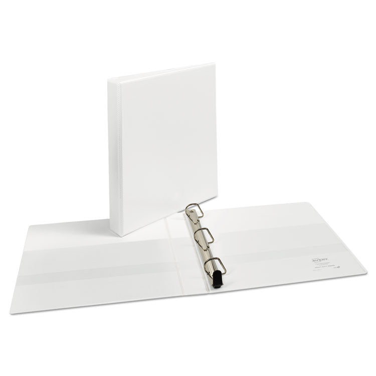 Avery® Heavy-Duty Non Stick View Binder with DuraHinge and Slant Rings, 3 Rings, 1" Capacity, 11 x 8.5, White, (5304) (AVE05304)