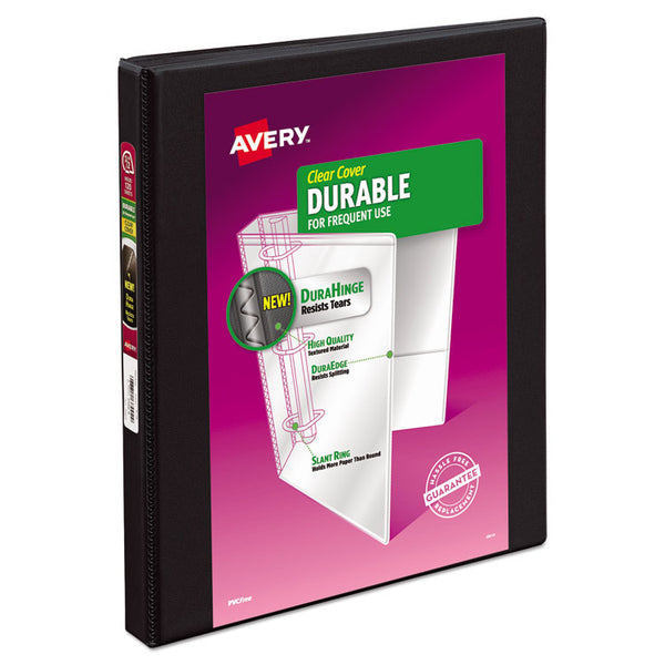 Avery® Durable View Binder with DuraHinge and Slant Rings, 3 Rings, 0.5" Capacity, 11 x 8.5, Black (AVE17001)