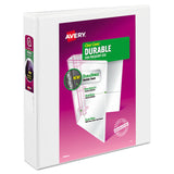 Avery® Durable View Binder with DuraHinge and Slant Rings, 3 Rings, 1.5" Capacity, 11 x 8.5, White (AVE17022)