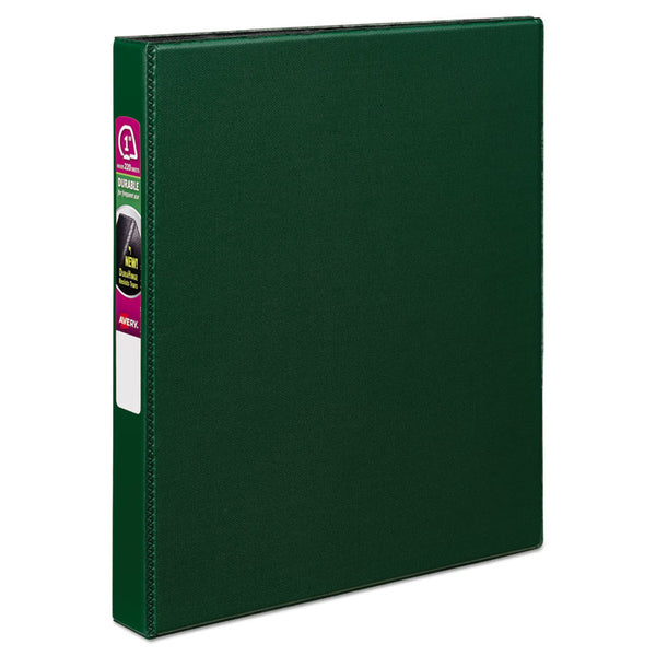 Avery® Durable Non-View Binder with DuraHinge and Slant Rings, 3 Rings, 1" Capacity, 11 x 8.5, Green (AVE27253)