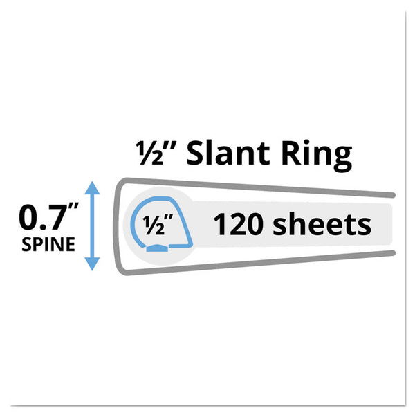 Avery® Durable View Binder with DuraHinge and Slant Rings, 3 Rings, 0.5" Capacity, 11 x 8.5, White (AVE17002)