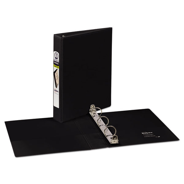 Avery® Mini Size Durable View Binder with Round Rings, 3 Rings, 1" Capacity, 8.5 x 5.5, Black (AVE17167)