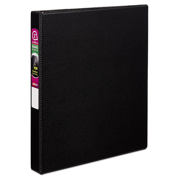 Avery® Durable Non-View Binder with DuraHinge and Slant Rings, 3 Rings, 1" Capacity, 11 x 8.5, Black (AVE27250)