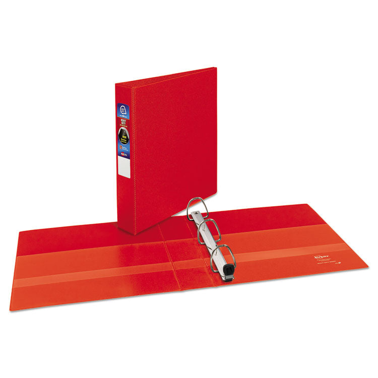 Avery® Heavy-Duty Non-View Binder with DuraHinge and One Touch EZD Rings, 3 Rings, 1.5" Capacity, 11 x 8.5, Red (AVE79585)