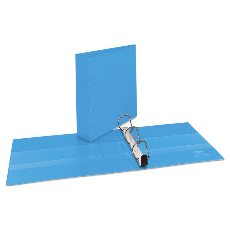 Avery® Heavy-Duty Non Stick View Binder with DuraHinge and Slant Rings, 3 Rings, 2" Capacity, 11 x 8.5, Light Blue, (5501) (AVE05501) Each