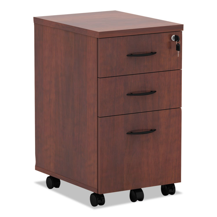 Alera® Alera Valencia Series Mobile Pedestal File, Left/Right, 3-Drawer: Box/Box/File, Legal/Letter, Cherry, 15.88" x 20.5" x 28.38" (ALEVA572816MC)