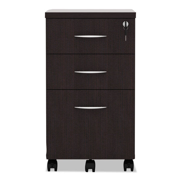 Alera® Alera Valencia Series Mobile Pedestal File, Left/Right, 3-Drawer: Box/Box/File, Legal/Letter, Espresso, 15.88 x 20.5 x 28.38 (ALEVA572816ES)