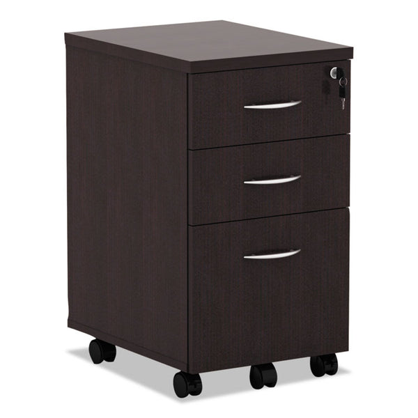 Alera® Alera Valencia Series Mobile Pedestal File, Left/Right, 3-Drawer: Box/Box/File, Legal/Letter, Espresso, 15.88 x 20.5 x 28.38 (ALEVA572816ES)