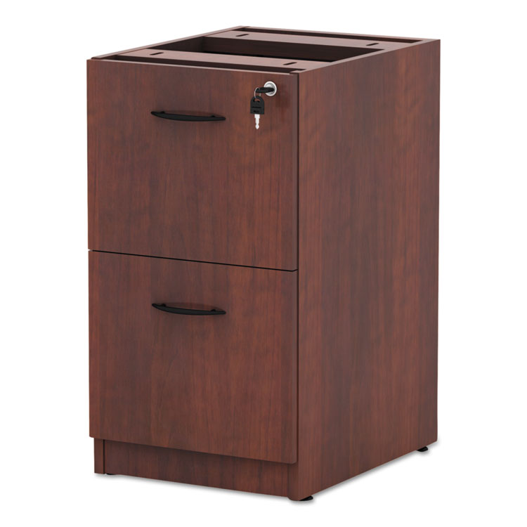 Alera® Alera Valencia Series Full Pedestal File, Left/Right, 2 Legal/Letter-Size File Drawers, Medium Cherry, 15.63" x 20.5" x 28.5" (ALEVA542822MC)