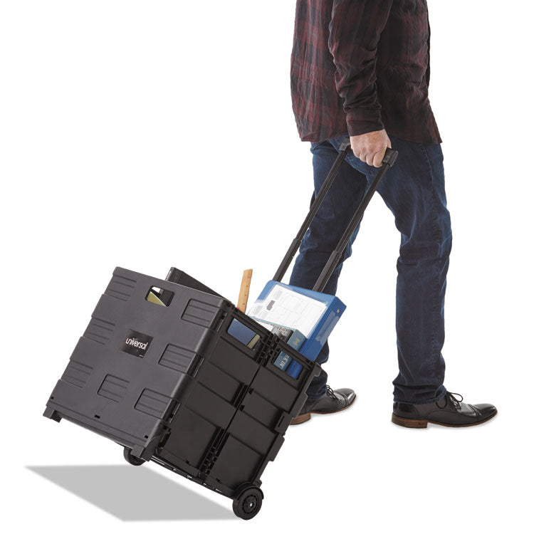 Universal® Collapsible Mobile Storage Crate, Plastic, 18.25 x 15 x 18.25 to 39.37, Black (UNV14110) Each