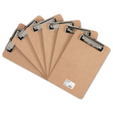 Universal® Hardboard Clipboard with Low-Profile Clip, 0.5" Clip Capacity, Holds 5 x 8 Sheets, Brown, 6/Pack (UNV05561)