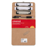 Universal® Hardboard Clipboard with Low-Profile Clip, 0.5" Clip Capacity, Holds 5 x 8 Sheets, Brown, 6/Pack (UNV05561)