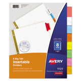 Avery® Insertable Big Tab Dividers, 8-Tab, Double-Sided Gold Edge Reinforcing, 11 x 8.5, White, Assorted Tabs, 1 Set (AVE11123)