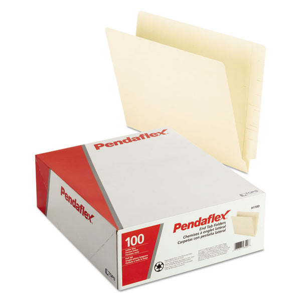 Pendaflex® Manila End Tab Folders, 9.5" High Front, Straight 2-Ply Tabs, Letter Size, Manila, 100/Box (PFXH110D) Box of 100