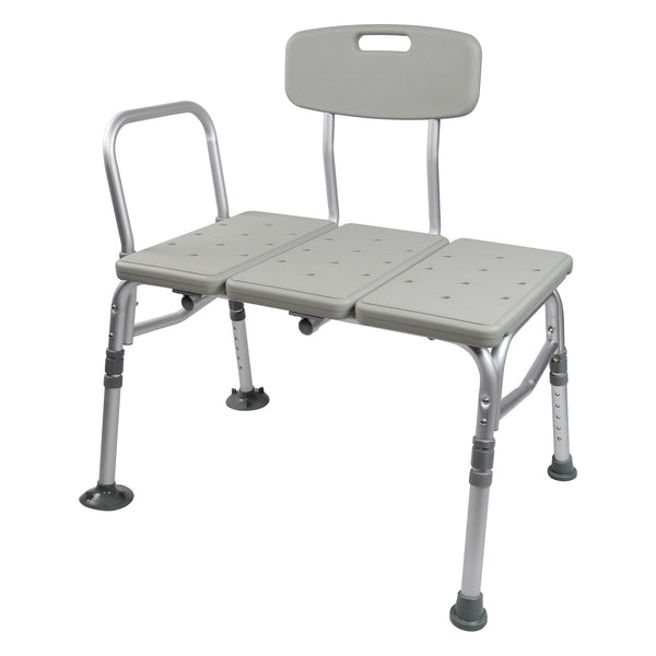 McKesson Knocked Down Bath Transfer Bench Removable Arm Rail 17-1/2 to 22-1/2 Inch Seat Height 400 lbs. Weight Capacity (1088139_CS) 1/CS