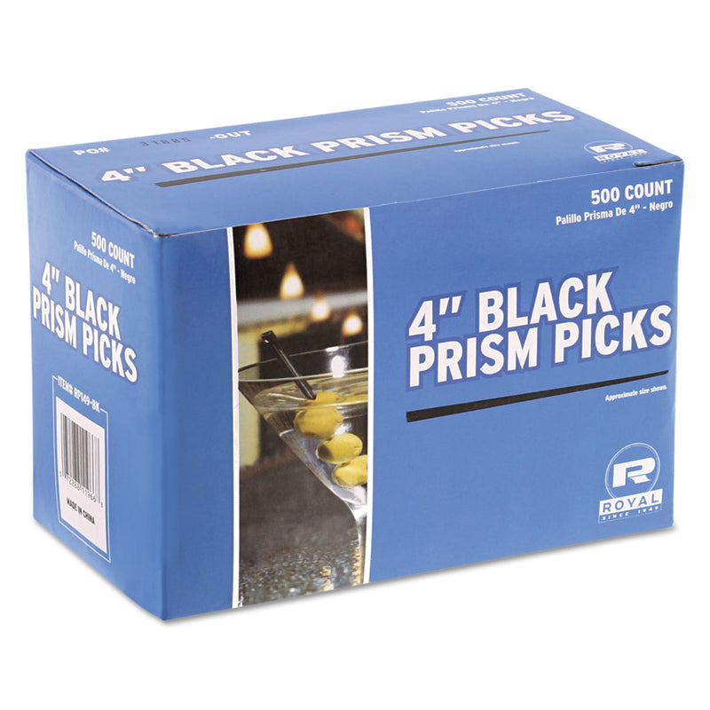 Prism Picks, Plastic, 4", Black, 500/Box, 5 Boxes/Carton (RPPRP1494BK) Case of 2500