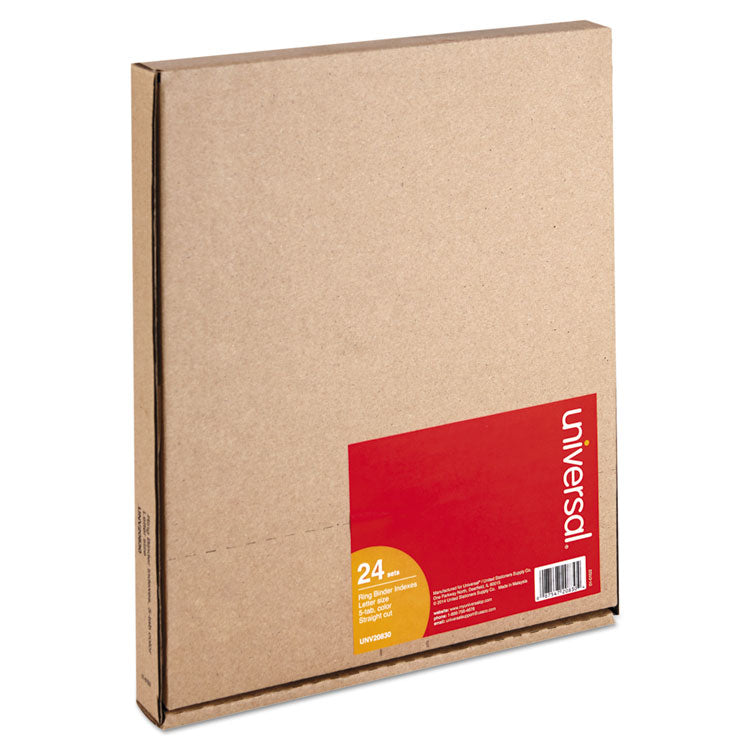 Universal® Insertable Tab Index, 5-Tab, 11 x 8.5, Buff, Assorted Tabs, 24 Sets (UNV20830) Pack of 24