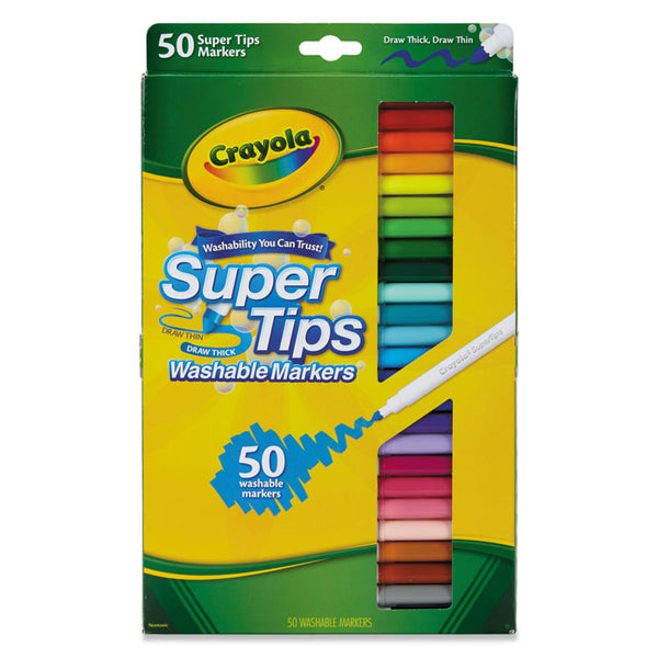 Crayola® Washable Super Tips Markers, Fine/Broad Bullet Tips, Assorted Colors, 50/Set (CYO585050) Set of 50