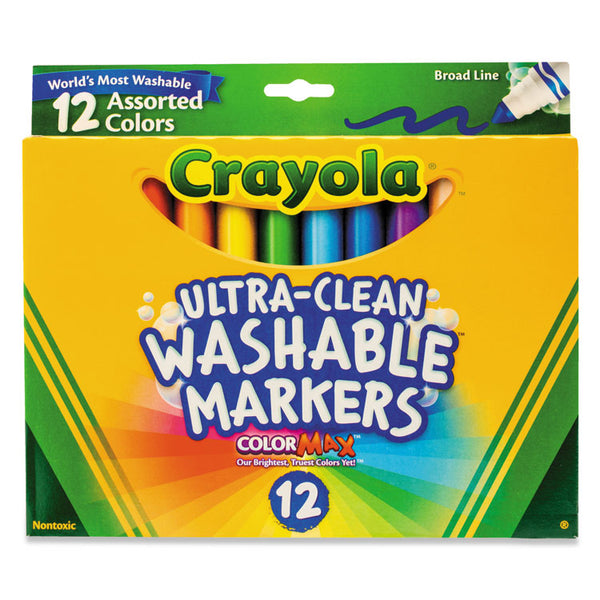 Crayola® Ultra-Clean Washable Markers, Broad Bullet Tip, Assorted Colors, Dozen (CYO587812) Pack of 12