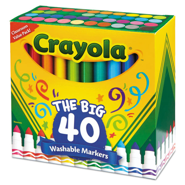 Crayola® Ultra-Clean Washable Markers, Broad Bullet Tip, Assorted Colors, 40/Set (CYO587858) Set of 40