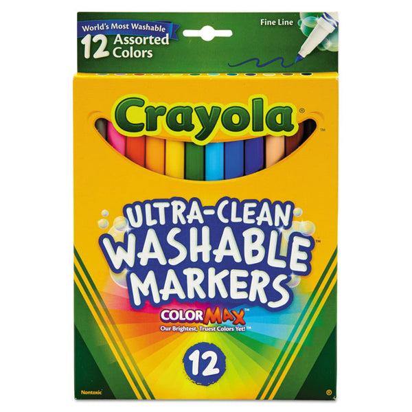 Crayola® Ultra-Clean Washable Markers, Fine Bullet Tip, Assorted Colors, Dozen (CYO587813) Pack of 12