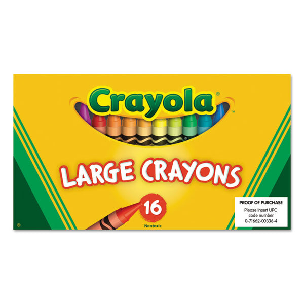 Crayola® Large Crayons, Lift Lid Box, 16 Colors/Box (CYO520336) Box of 16