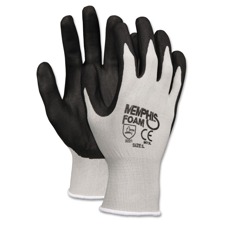 MCR™ Safety Economy Foam Nitrile Gloves, Large, Gray/Black, 12 Pairs (CRW9673L) 1 Dozen