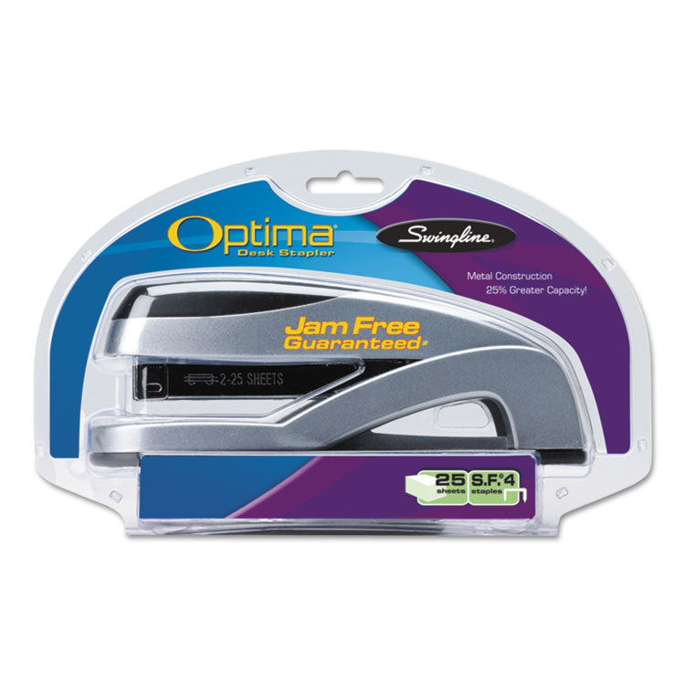 Swingline® Optima Full Strip Desk Stapler, 25-Sheet Capacity, Silver (SWI87801)