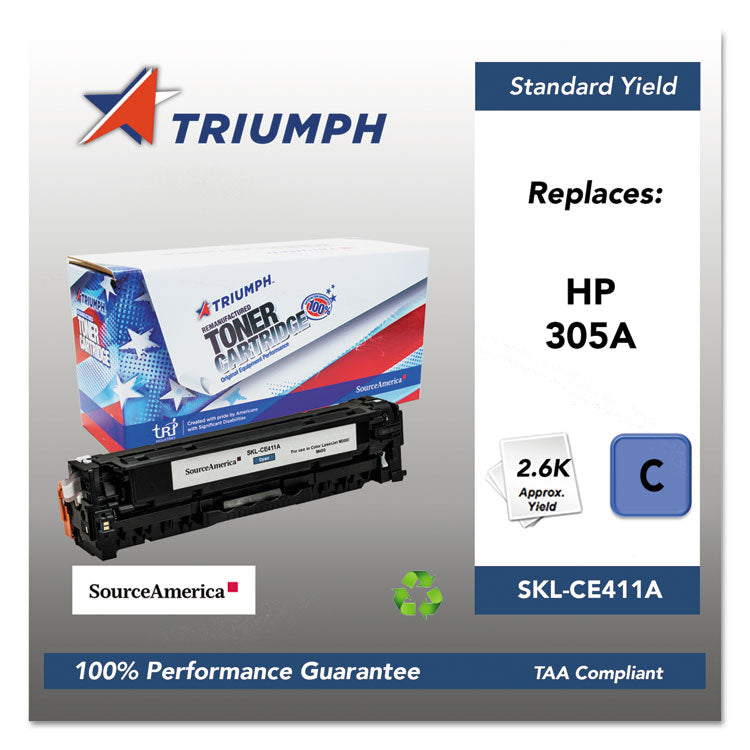 Triumph™ 751000NSH1285 Remanufactured CE411A (305A) Toner, 2,600 Page-Yield, Cyan (SKLCE411A)