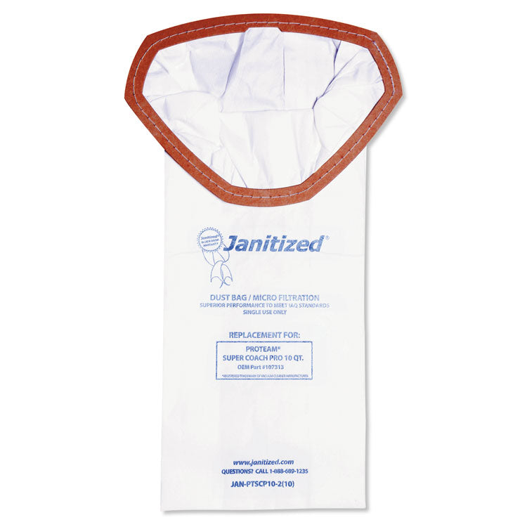 Janitized® Vacuum Filter Bags Designed to Fit ProTeam Super Coach Pro 10, 100/Carton (APCJANPTSCP102) Case of 100