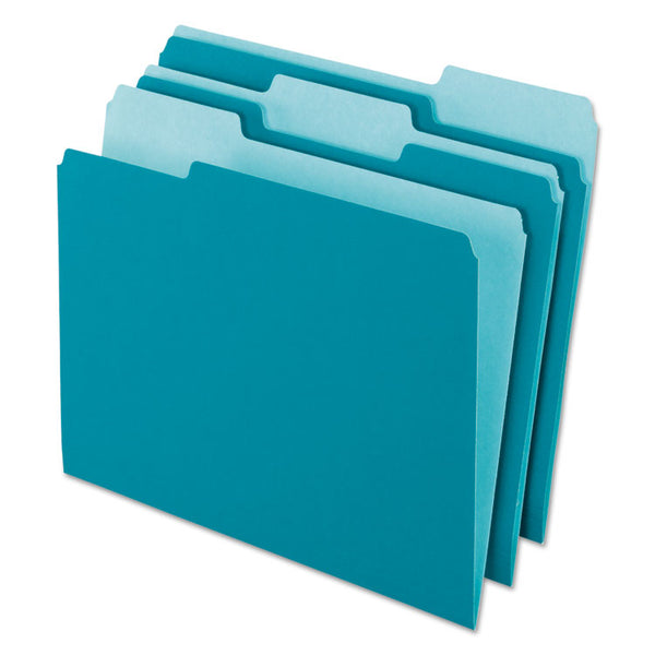 Pendaflex® Interior File Folders, 1/3-Cut Tabs: Assorted, Letter Size, Teal, 100/Box (PFX421013TEA) Box of 100