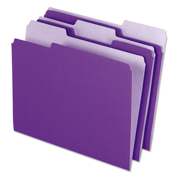 Pendaflex® Interior File Folders, 1/3-Cut Tabs: Assorted, Letter Size, Violet, 100/Box (PFX421013VIO) Box of 100